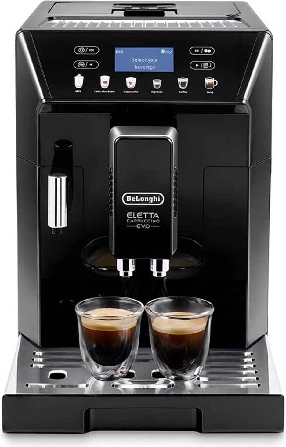 De’Longhi ECAM46.860.B, Máquina de café espresso, 2 l, Granos de café, Café molido, Molinillo integrado, 1450 W, Negro