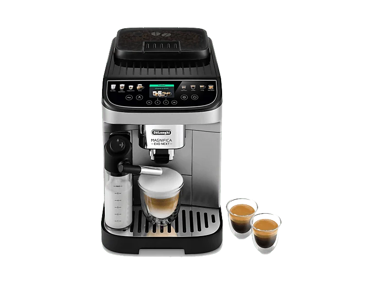 Cafetera superautomática - De'Longhi Magnifica Evo Next ECAM 310.80.SB, 1450 Watt, 15 bar, Molinillo integrado, Depósito de leche, Plata/Negro